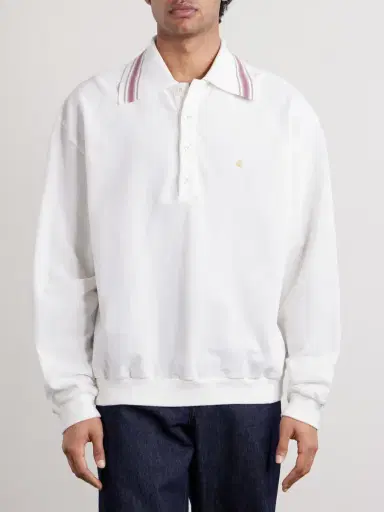 KAPITAL Box Striped Embroidered Cotton-Piqué Polo Shirt - Men | Thumbnail 3