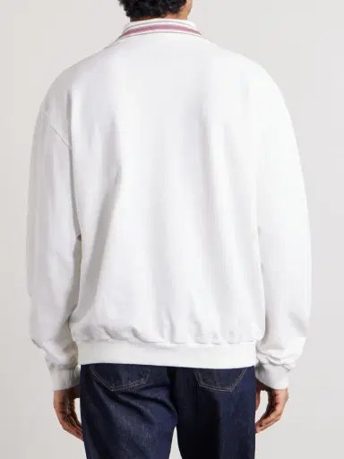 KAPITAL Box Striped Embroidered Cotton-Piqué Polo Shirt - Men | Thumbnail 4