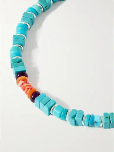 Peyote Bird Wavebreaker Sterling Silver Multi-Stone Beaded Bracelet - Men | Thumbnail 4