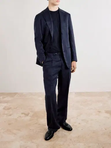 Saman Amel Amo Straight-Leg Pleated Silk and Linen-Blend Suit Trousers - Men | Thumbnail 2 Saman Amel Amo Straight-Leg Pleated Silk and Linen-Blend Suit Trousers - Men | Thumbnail 2