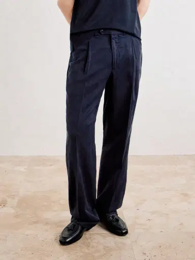Saman Amel Amo Straight-Leg Pleated Silk and Linen-Blend Suit Trousers - Men | Thumbnail 3 Saman Amel Amo Straight-Leg Pleated Silk and Linen-Blend Suit Trousers - Men | Thumbnail 3