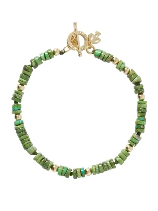 Peyote Bird Yokai Sonoran Gold-Plated Turquoise Beaded Bracelet - Men