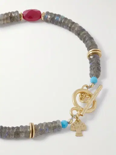 Peyote Bird Ember Gold-Plated Multi-Stone Beaded Bracelet - Men | Thumbnail 3