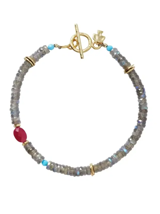Peyote Bird Ember Gold-Plated Multi-Stone Beaded Bracelet - Men