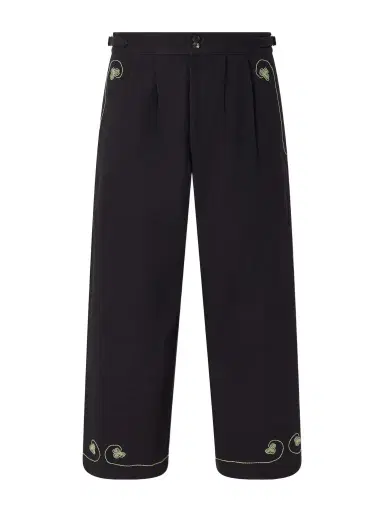 BODE Lucky Draw Straight-Leg Pleated Embroidered Cotton-Twill Trousers - Men | Thumbnail 1 BODE Lucky Draw Straight-Leg Pleated Embroidered Cotton-Twill Trousers - Men | Thumbnail 1