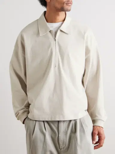 AGOLDE Darius Cotton-Jersey Half-Zip Polo Shirt - Men | Thumbnail 3