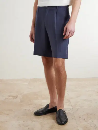 Rubinacci Straight-Leg Pleated Linen Shorts - Men | Thumbnail 3 Rubinacci Straight-Leg Pleated Linen Shorts - Men | Thumbnail 3