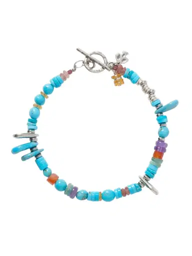 Peyote Bird Playa Sterling Silver Multi-Stone Beaded Bracelet - Men | Thumbnail 1 Peyote Bird Playa Sterling Silver Multi-Stone Beaded Bracelet - Men | Thumbnail 1