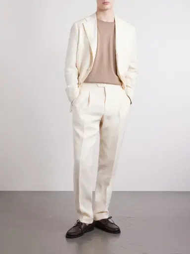 Saman Amel Amie Straight-Leg Wool, Silk and Linen-Blend Suit Trousers - Men | Thumbnail 2