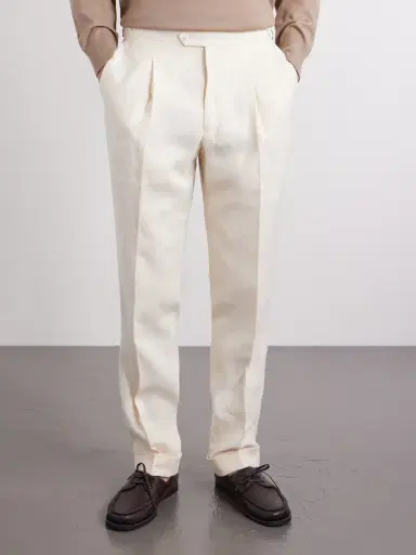Saman Amel Amie Straight-Leg Wool, Silk and Linen-Blend Suit Trousers - Men | Thumbnail 3