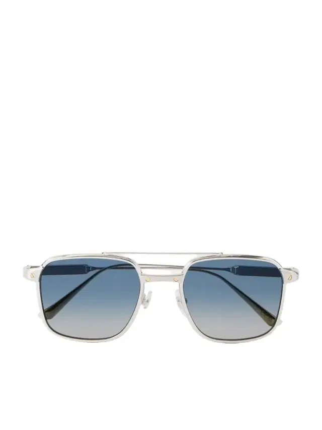 Cartier Eyewear Santos de Cartier Aviator-Style Silver-Tone Sunglasses - Men