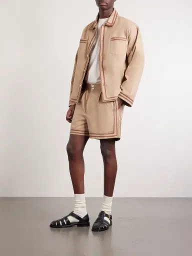 BODE Straight-Leg Pleated Cotton-Twill Shorts - Men | Thumbnail 2 BODE Straight-Leg Pleated Cotton-Twill Shorts - Men | Thumbnail 2