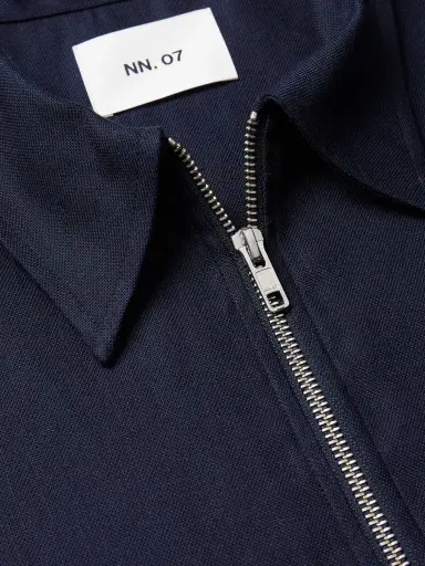 NN07 Bruno 1808 LENZING™ ECOVERO™ and Linen-Blend Half-Zip Polo Shirt - Men | Thumbnail 5 NN07 Bruno 1808 LENZING™ ECOVERO™ and Linen-Blend Half-Zip Polo Shirt - Men | Thumbnail 5