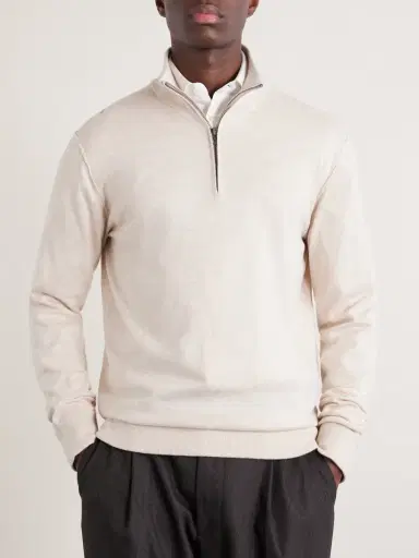 Hartford Cotton and Cashmere-Blend Half-Zip Sweater - Men | Thumbnail 3 Hartford Cotton and Cashmere-Blend Half-Zip Sweater - Men | Thumbnail 3