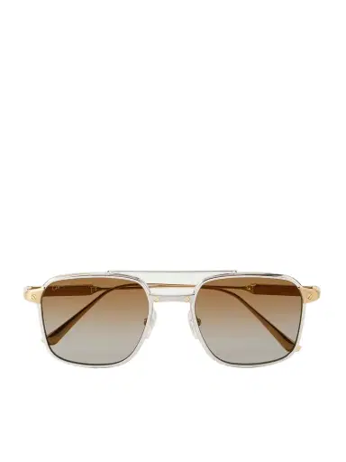 Cartier Eyewear Santos Aviator-Style Gold and Silver-Tone Titanium Sunglasses - Men | Thumbnail 1 Cartier Eyewear Santos Aviator-Style Gold and Silver-Tone Titanium Sunglasses - Men | Thumbnail 1