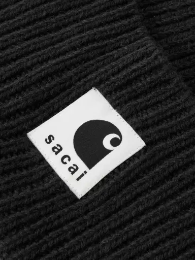 Sacai Carhartt WIP Logo-Appliquéd Ribbed Wool-Blend Beanie - Men | Thumbnail 3 Sacai Carhartt WIP Logo-Appliquéd Ribbed Wool-Blend Beanie - Men | Thumbnail 3