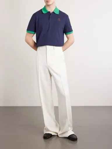 Versace Logo-Embroidered Cotton-Piqué Polo Shirt - Men | Thumbnail 2 Versace Logo-Embroidered Cotton-Piqué Polo Shirt - Men | Thumbnail 2