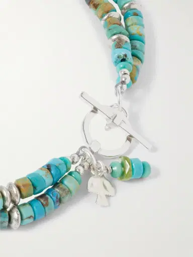 Peyote Bird Cedar Double Sonoran Sterling Silver, Turquoise and Peridot Bracelet - Men | Thumbnail 4