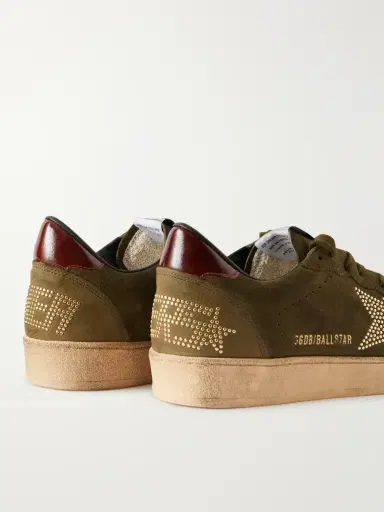Golden Goose Ball Star Distressed Leather-Trimmed Studded Suede Sneakers - Men | Thumbnail 5