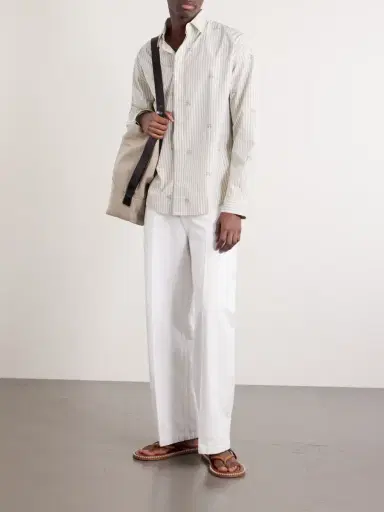 Jacquemus Embroidered Striped Cotton Shirt - Men | Thumbnail 2