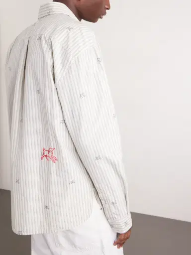 Jacquemus Embroidered Striped Cotton Shirt - Men | Thumbnail 4
