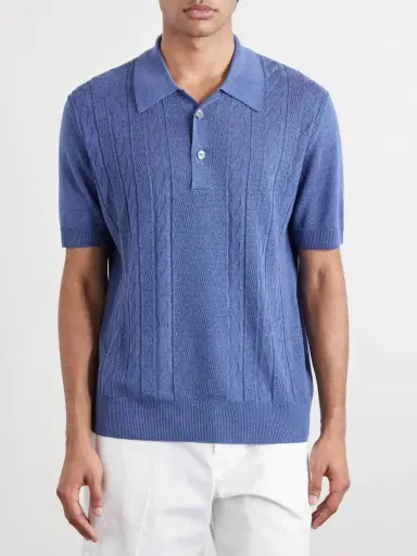 PIACENZA 1733 Silk and Linen-Blend Polo Shirt - Men | Thumbnail 3