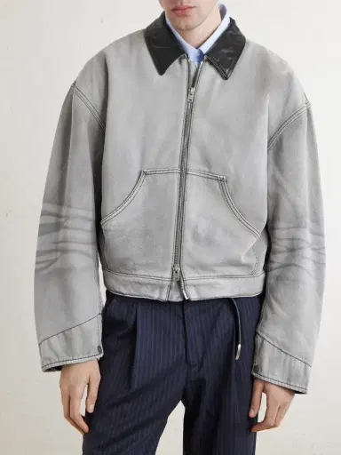 Acne Studios Cotton Leather-Trimmed Jacket - Men | Thumbnail 3 Acne Studios Cotton Leather-Trimmed Jacket - Men | Thumbnail 3