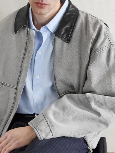 Acne Studios Cotton Leather-Trimmed Jacket - Men | Thumbnail 6 Acne Studios Cotton Leather-Trimmed Jacket - Men | Thumbnail 6