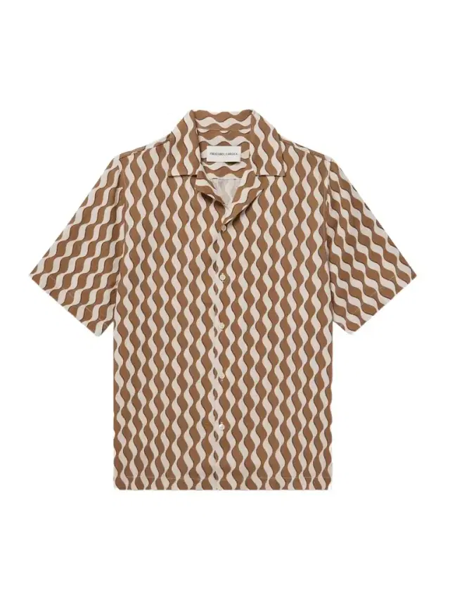 Roberto Camp-Collar Printed Linen Shirt - Men