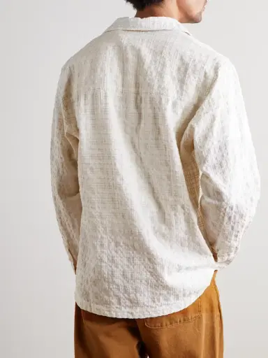 NN07 Ben 50041 Camp-Collar Embroidered Checked Organic Cotton-Blend Shirt - Men | Thumbnail 4
