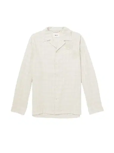 NN07 Ben 50041 Camp-Collar Embroidered Checked Organic Cotton-Blend Shirt - Men | Thumbnail 1