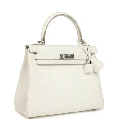 HERMÈS Hermes Kelly Retourne 25 Creme Chantilly Matte Crocodile Palladium Hardware | Thumbnail 2 HERMÈS Hermes Kelly Retourne 25 Creme Chantilly Matte Crocodile Palladium Hardware | Thumbnail 2