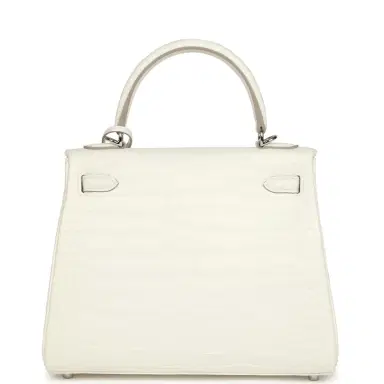 HERMÈS Hermes Kelly Retourne 25 Creme Chantilly Matte Crocodile Palladium Hardware | Thumbnail 4 HERMÈS Hermes Kelly Retourne 25 Creme Chantilly Matte Crocodile Palladium Hardware | Thumbnail 4