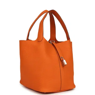 HERMÈS Hermes Picotin Lock 22 Orange Clemence Palladium Hardware | Thumbnail 2