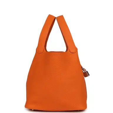 HERMÈS Hermes Picotin Lock 22 Orange Clemence Palladium Hardware | Thumbnail 3