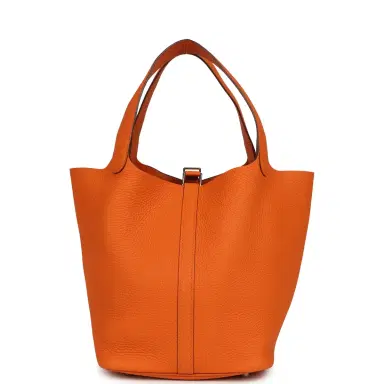 HERMÈS Hermes Picotin Lock 22 Orange Clemence Palladium Hardware | Thumbnail 4