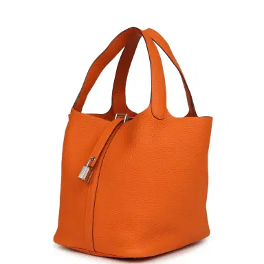 HERMÈS Hermes Picotin Lock 22 Orange Clemence Palladium Hardware | Thumbnail 5