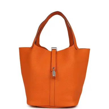 HERMÈS Hermes Picotin Lock 22 Orange Clemence Palladium Hardware | Thumbnail 1