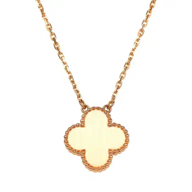 Van Cleef & Arpels Pre-owned Van Cleef & Arpels 2015 Holiday Vintage Alhambra Pendant Necklace Light Pink Porcelain & Diamonds 18K Rose Gold Hardware | Thumbnail 5 Van Cleef & Arpels Pre-owned Van Cleef & Arpels 2015 Holiday Vintage Alhambra Pendant Necklace Light Pink Porcelain & Diamonds 18K Rose Gold Hardware | Thumbnail 5