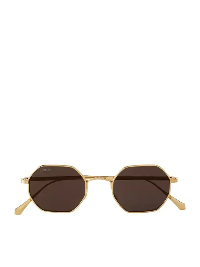 Cartier Eyewear Octagon-frame Gold-tone Sunglasses