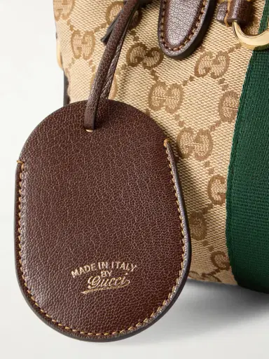 Gucci Borsetto Medium Leather And Webbing-trimmed Canvas-jacquard Shoulder Bag | Thumbnail 5 Gucci Borsetto Medium Leather And Webbing-trimmed Canvas-jacquard Shoulder Bag | Thumbnail 5