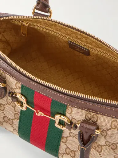 Gucci Borsetto Medium Leather And Webbing-trimmed Canvas-jacquard Shoulder Bag | Thumbnail 6 Gucci Borsetto Medium Leather And Webbing-trimmed Canvas-jacquard Shoulder Bag | Thumbnail 6