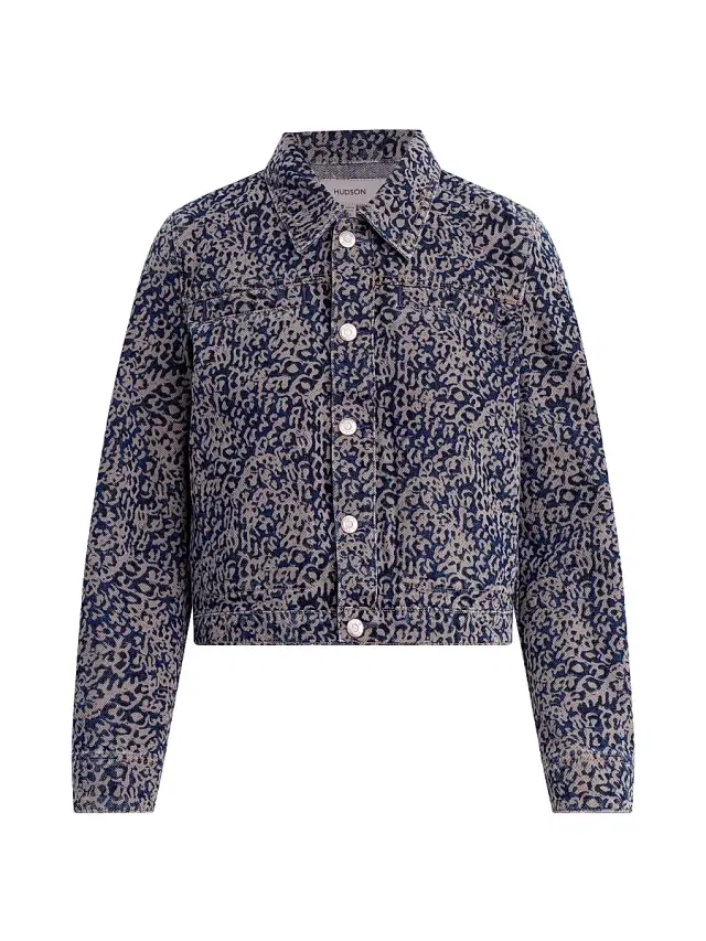 Hudson Jeans Women's Liza Printed Denim Trucker Jacket - Indigo Leopard