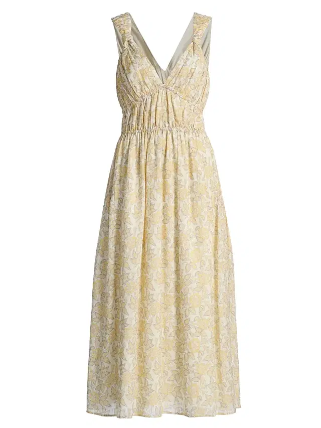 Derek Lam 10 Crosby Women's Sorrel Printed Voile Midi-Dress - Valiase Yellow Floral