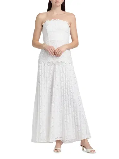 Milly Women's Norelle Lace Strapless Maxi Dress - White - Size 12 | Thumbnail 2