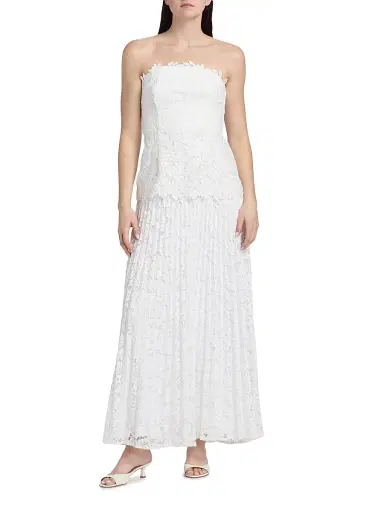 Milly Women's Norelle Lace Strapless Maxi Dress - White - Size 12 | Thumbnail 3