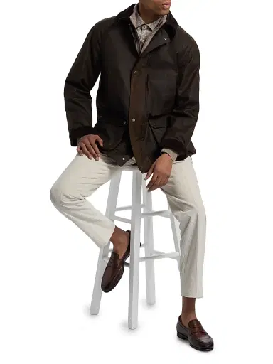 Saks Fifth Avenue Men's COLLECTION British Waxed Cotton Canvas Jacket - Brown - Size XXL | Thumbnail 2