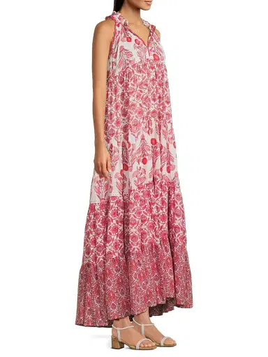 Ro's Garden Women's Sofia Embroidered Floral Cotton Maxi Dress - Layla Pink - Size Large | Thumbnail 4 Ro's Garden Women's Sofia Embroidered Floral Cotton Maxi Dress - Layla Pink - Size Large | Thumbnail 4