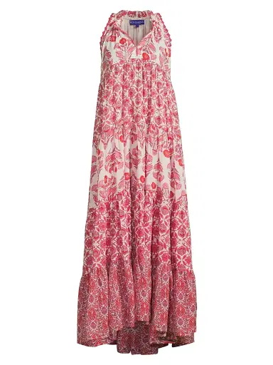 Ro's Garden Women's Sofia Embroidered Floral Cotton Maxi Dress - Layla Pink - Size Large | Thumbnail 1 Ro's Garden Women's Sofia Embroidered Floral Cotton Maxi Dress - Layla Pink - Size Large | Thumbnail 1