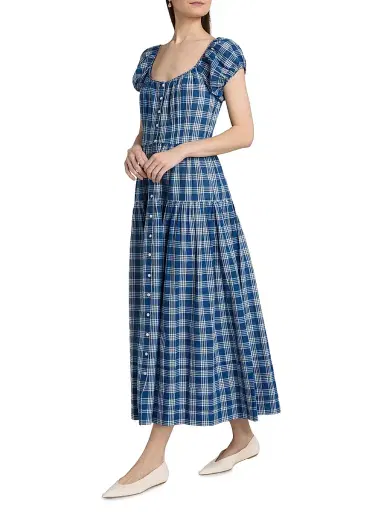DÔEN Women's Valenne Plaid Button-Front Midi-Dress - Dorset Plaid - Size XS | Thumbnail 2